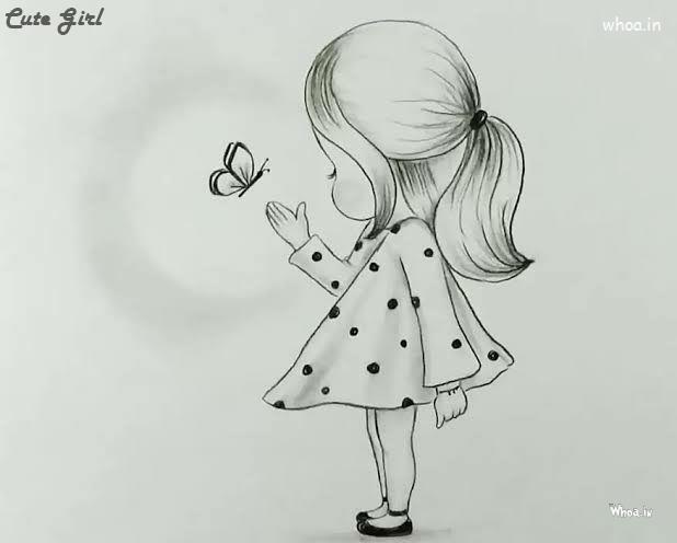 Cute Little Girl Pencil Sketch Pictures , Art Wallpaper