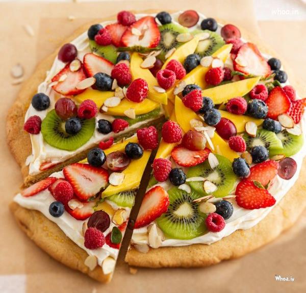 Fruits Pizza With Healthy Food Mobile Wallpaper Download