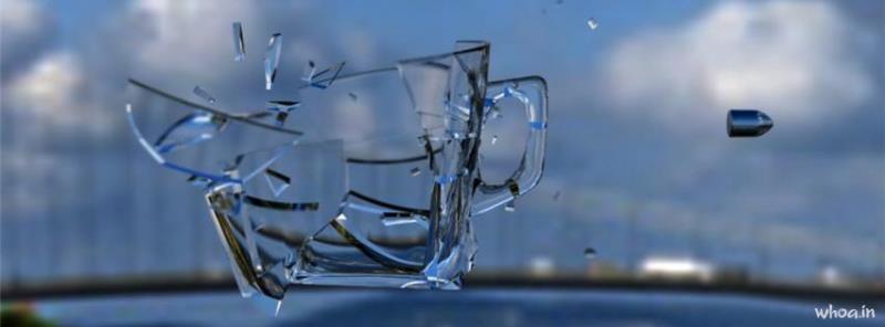 Broken Glass Slow Motion Art Facebook Cover #1