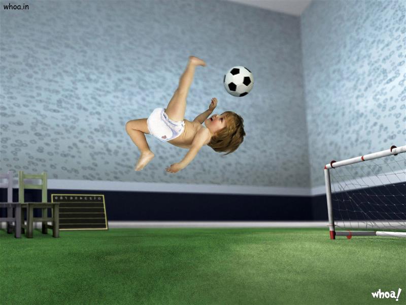 Funny Child Plaing With Football Wallpaper For Desktop