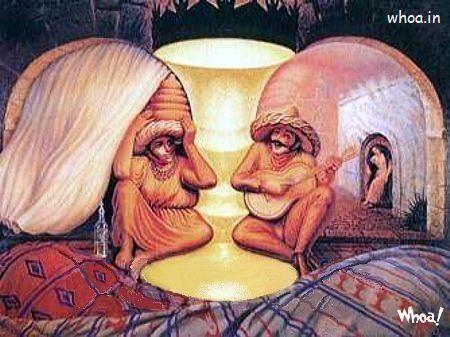 Optical Illusions Old Man Face Art  