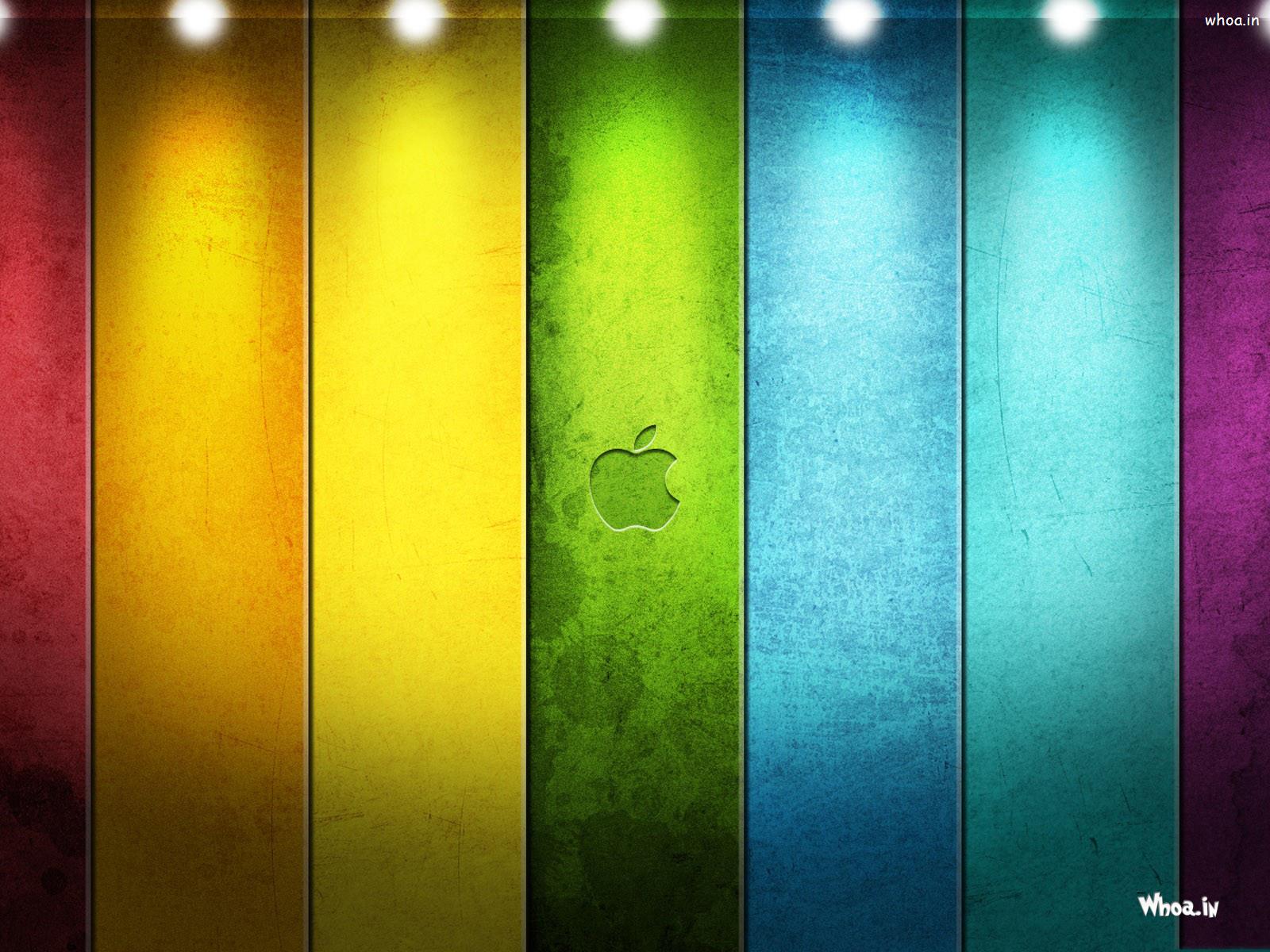 Apple Theme Wallpaper In Colorful Wooden