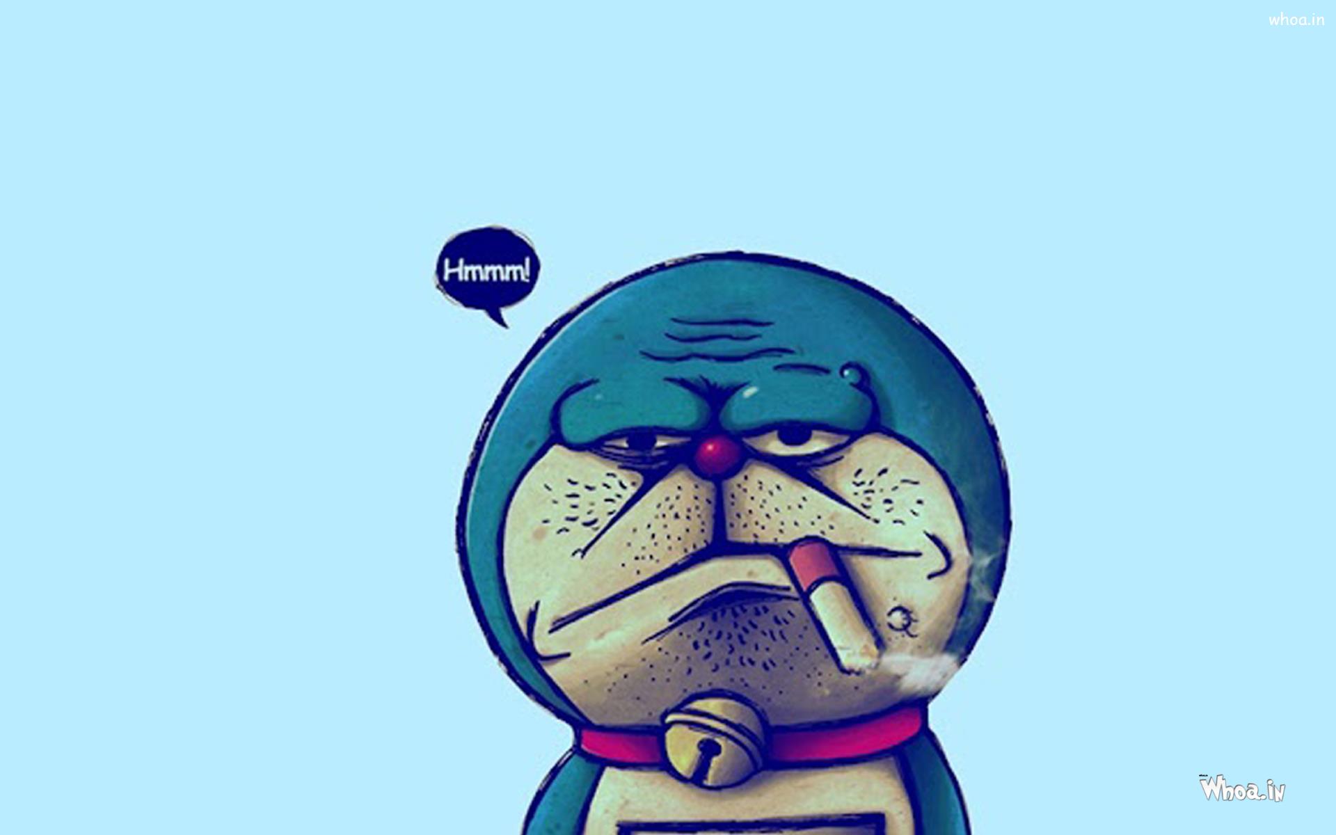 Bad Doraemon Face With Blue Background HD Wallpaper