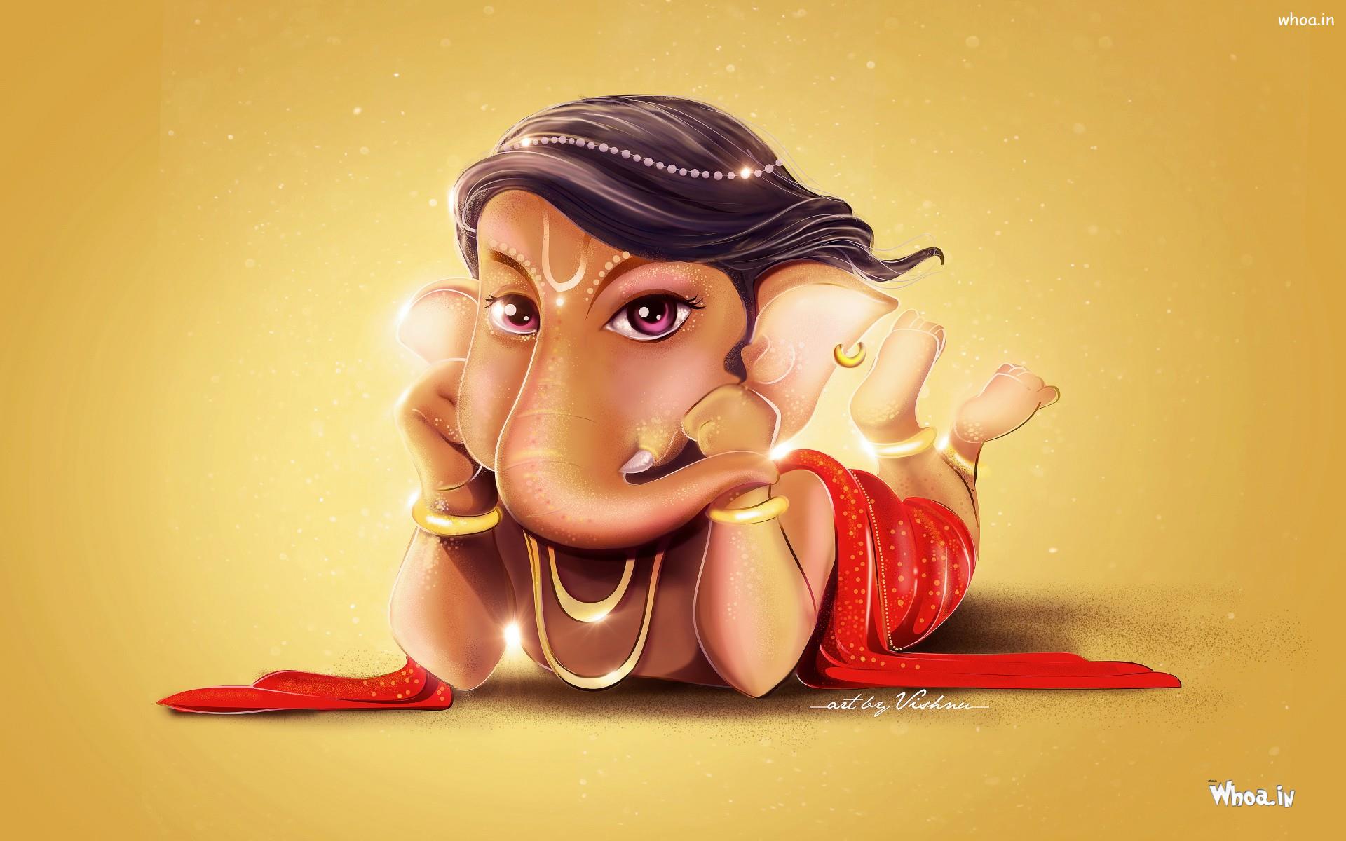 Beautiful Art Image Of Lord Ganesha As Bal Ganesha.