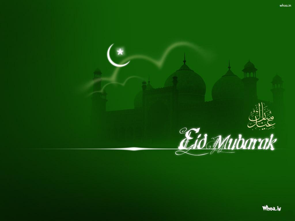Eid Mubarak Greeting With Green Background HD Wallpaper