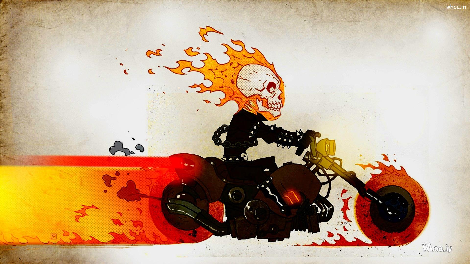 Ghost Rider Fire Skull Cartoon HD Cartoon Wallpaper