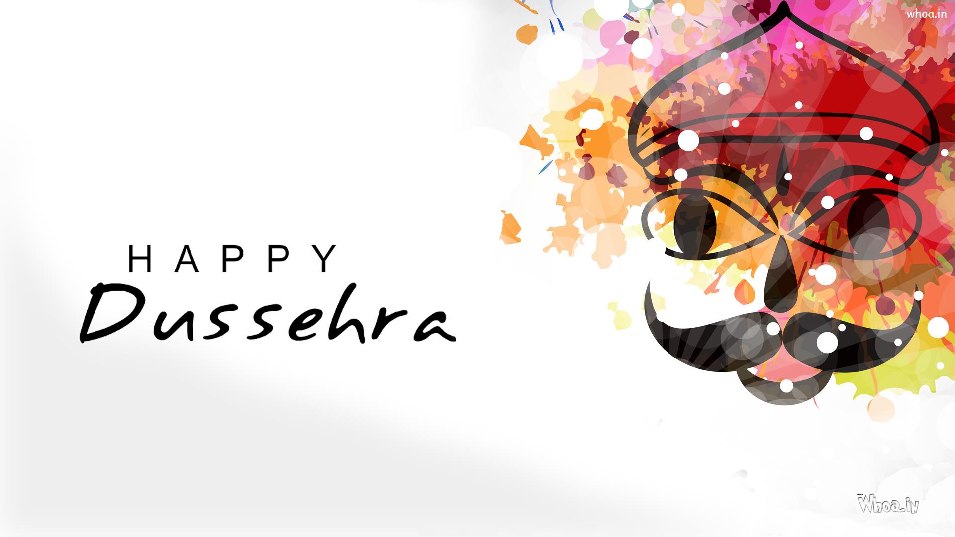 Happy Dussehra With Ravan Colorfull Face Wallpaper