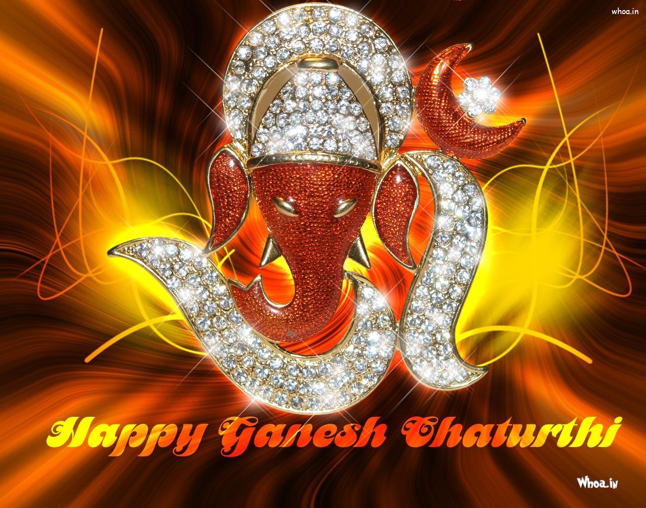 Happy Ganesh Chaturthi Statue Of Diamond