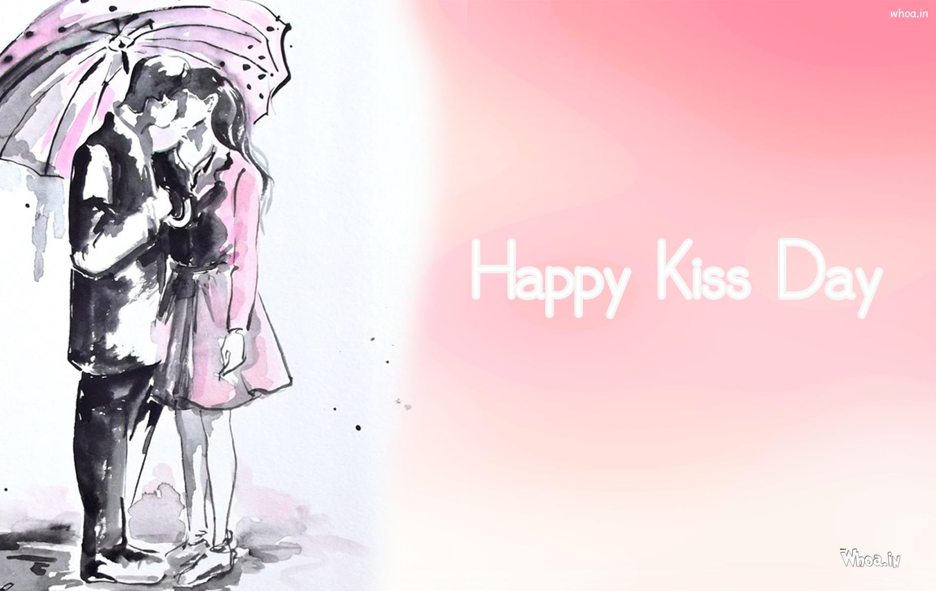 Happy Kiss Day Hand Painting Hd Wallpaper#1