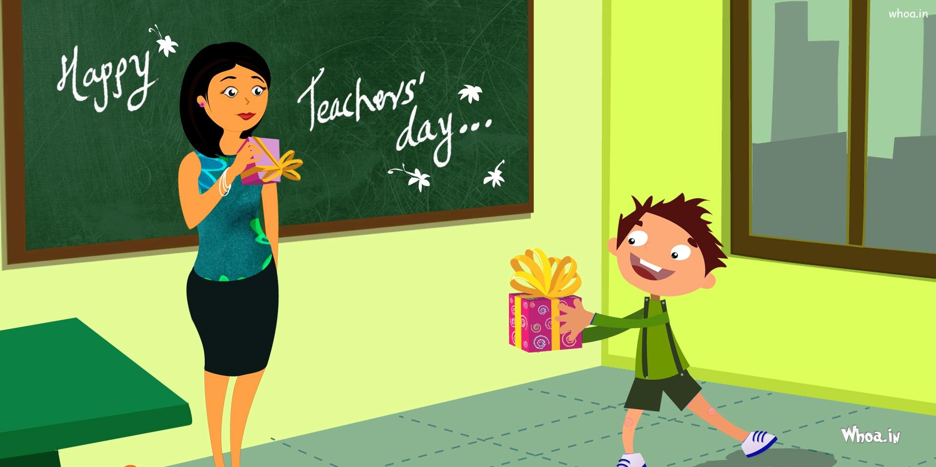 Happy Teachers Day Cartoon Wallpaper