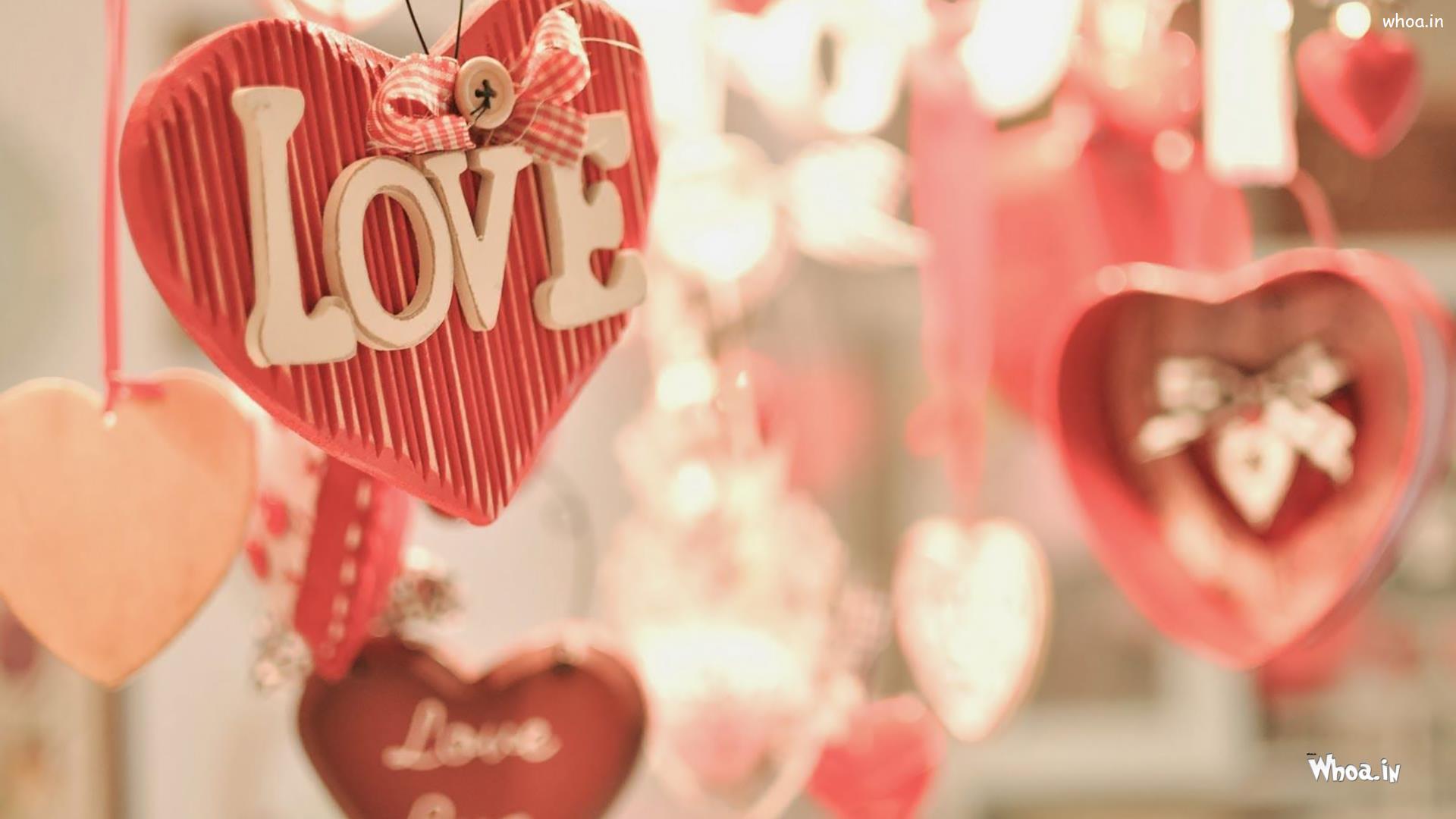 Heart With Love Word In Blur Background HD Valentine''s Day