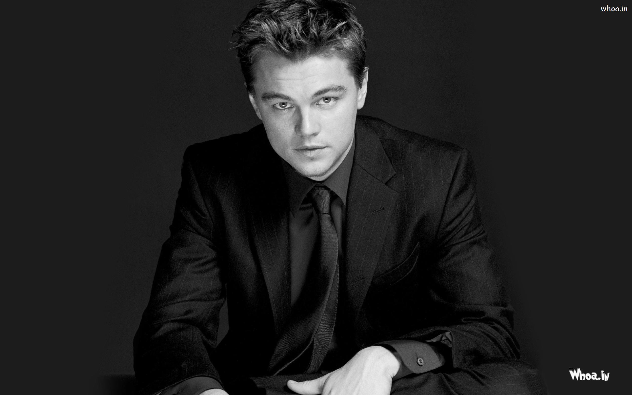 Leonardo Dicaprio Black Suit With Black Background HD Wallpaper