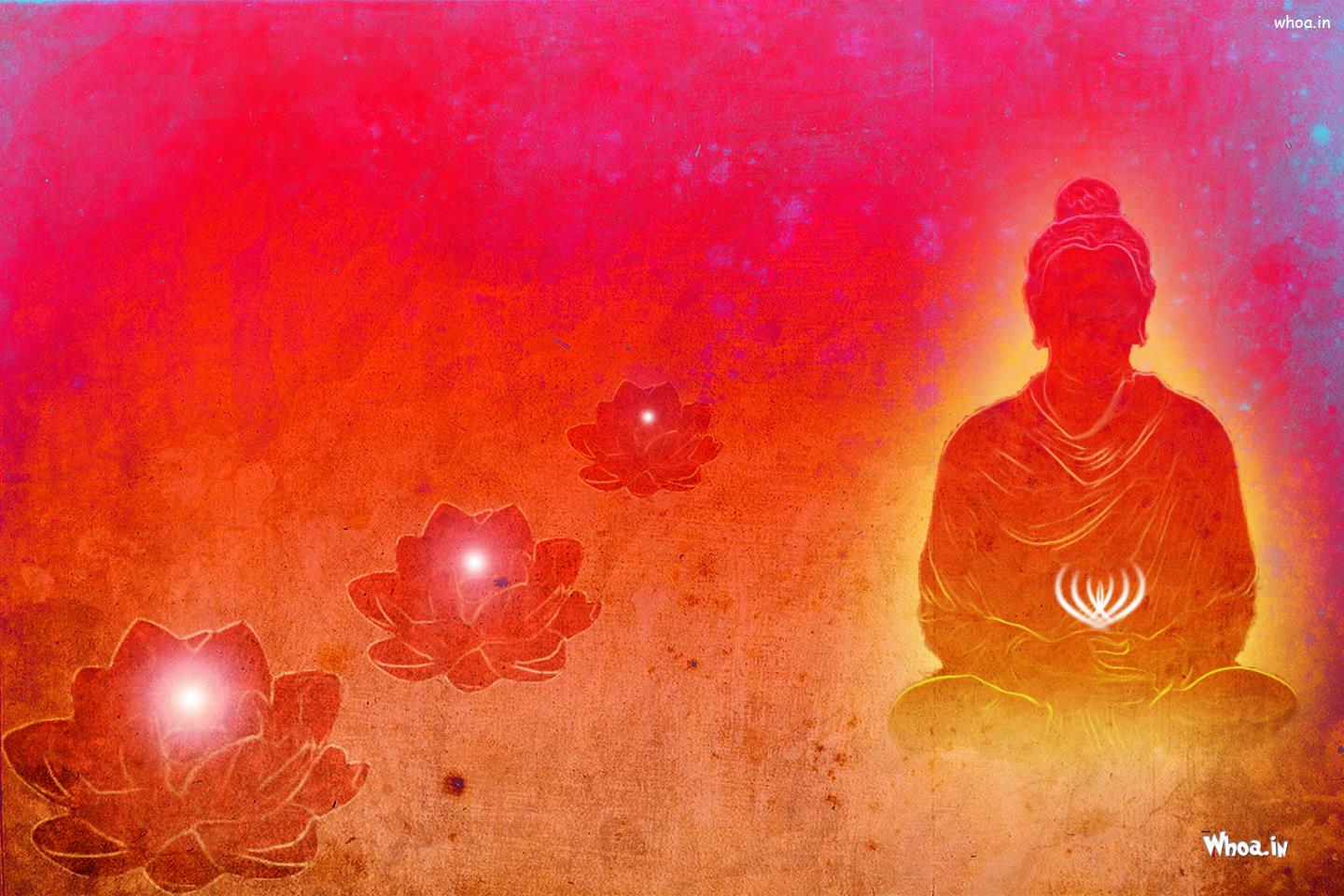 Lord Buddha Art With Red Background HD Wallpaper