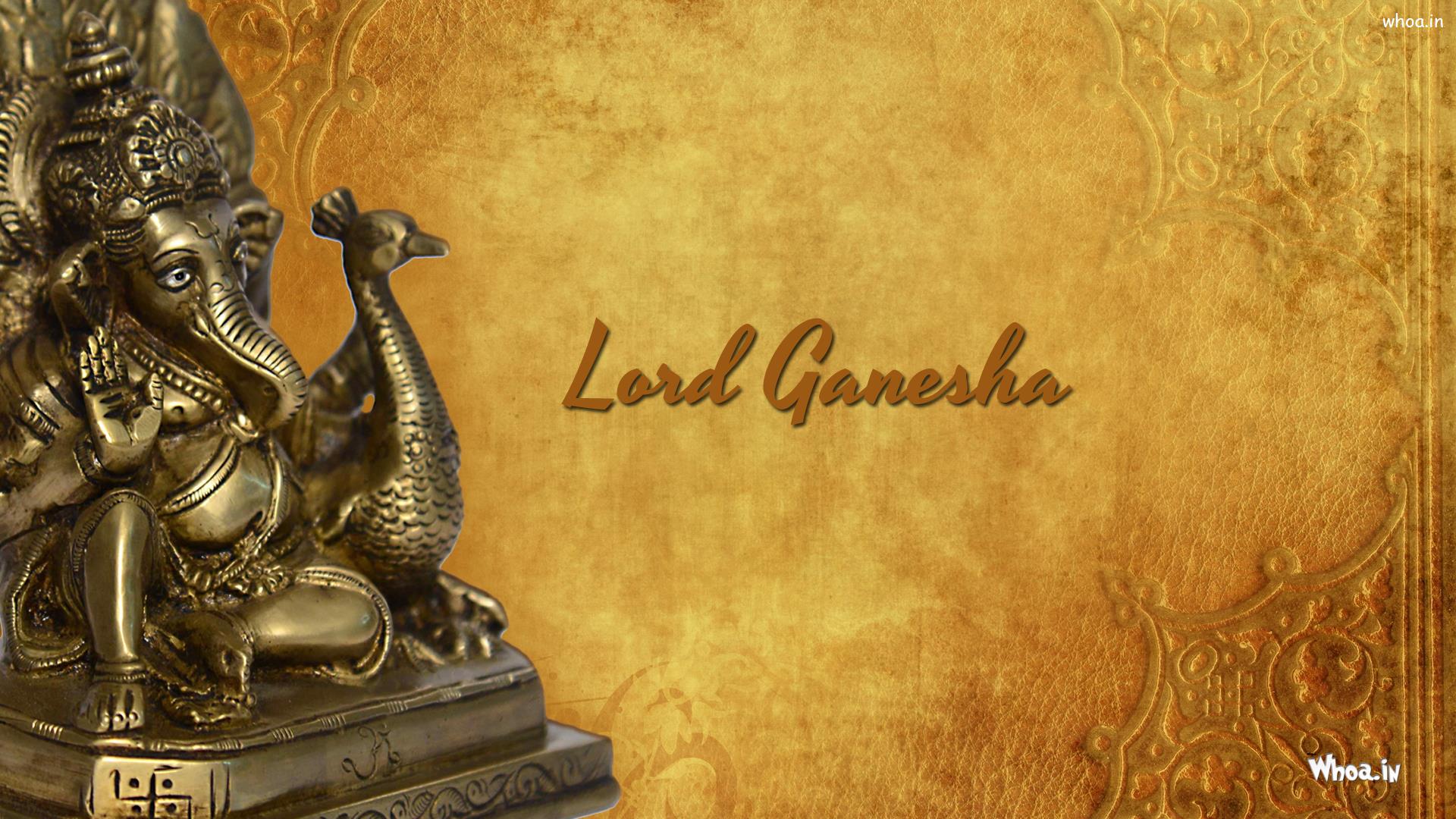 Lord Ganesha Statue With Yellow Background HD Wallpaper