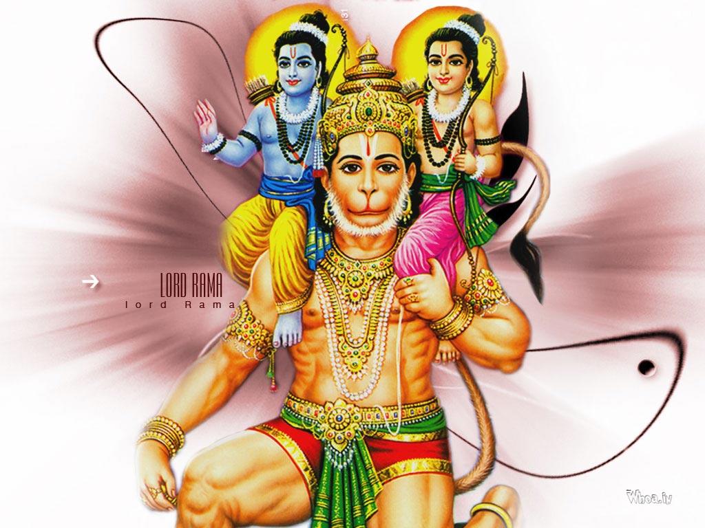 Lord Hanuman And Ram With Laxman HD Wallpaper
