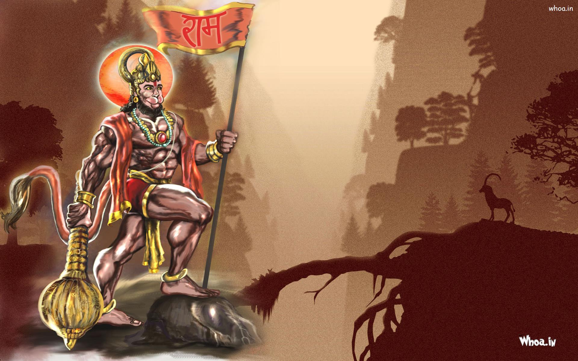 Lord Hanuman Art With Natural Background HD Wallpaper