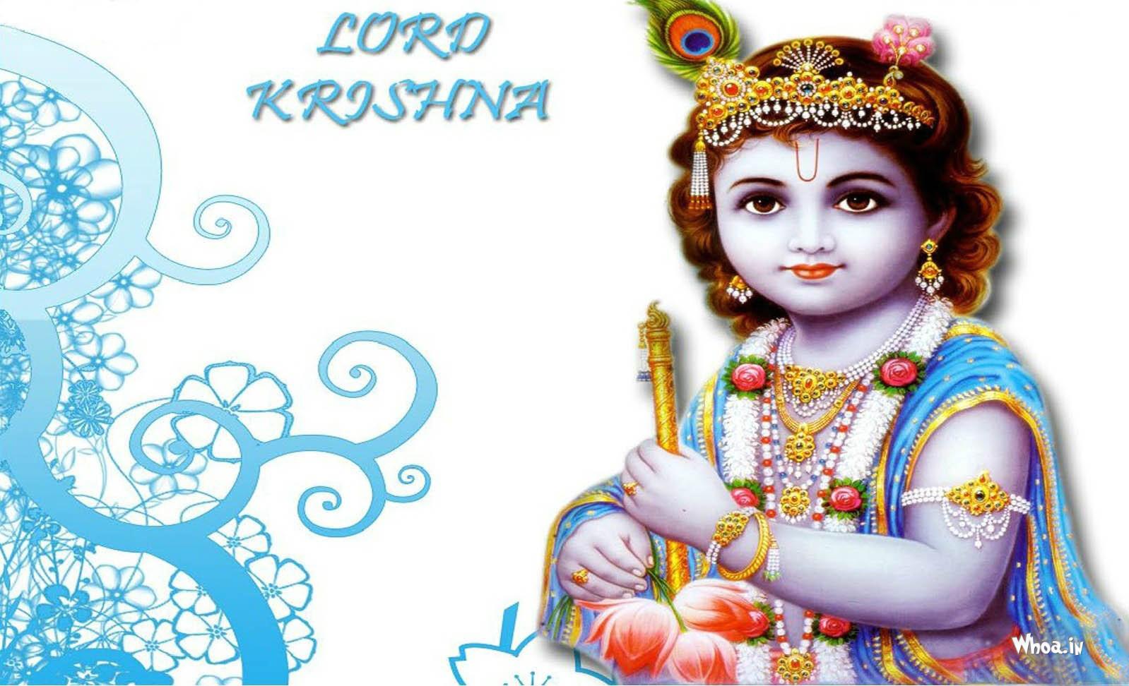 Lord Krishna White Color Hd Wallpaper