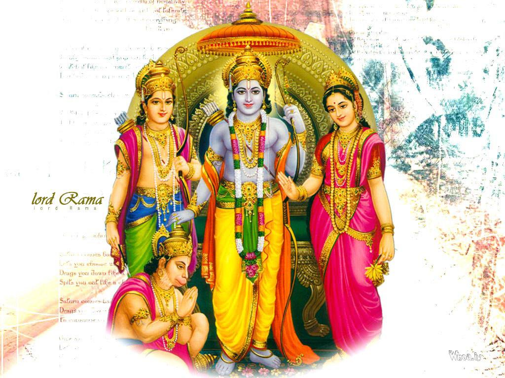 Lord Ram,Mata Sita And Laxman With Hanuman Hd Wallpaper