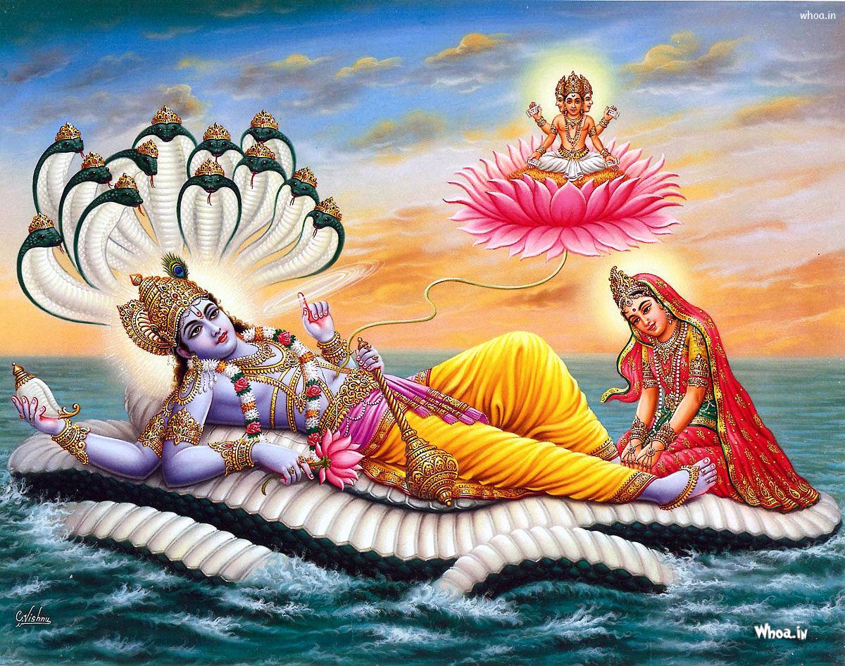 Lord Vishnu And Mata Lakshmi Art HD Wallpaper