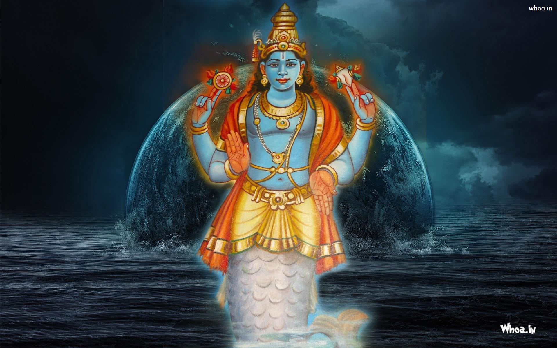 Lord Vishnu Matsya Avatar HD Wallpaper