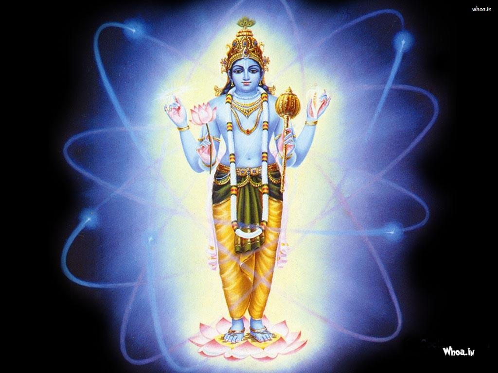 Lord Vishnu Standing With Dark Background HD Wallpaper