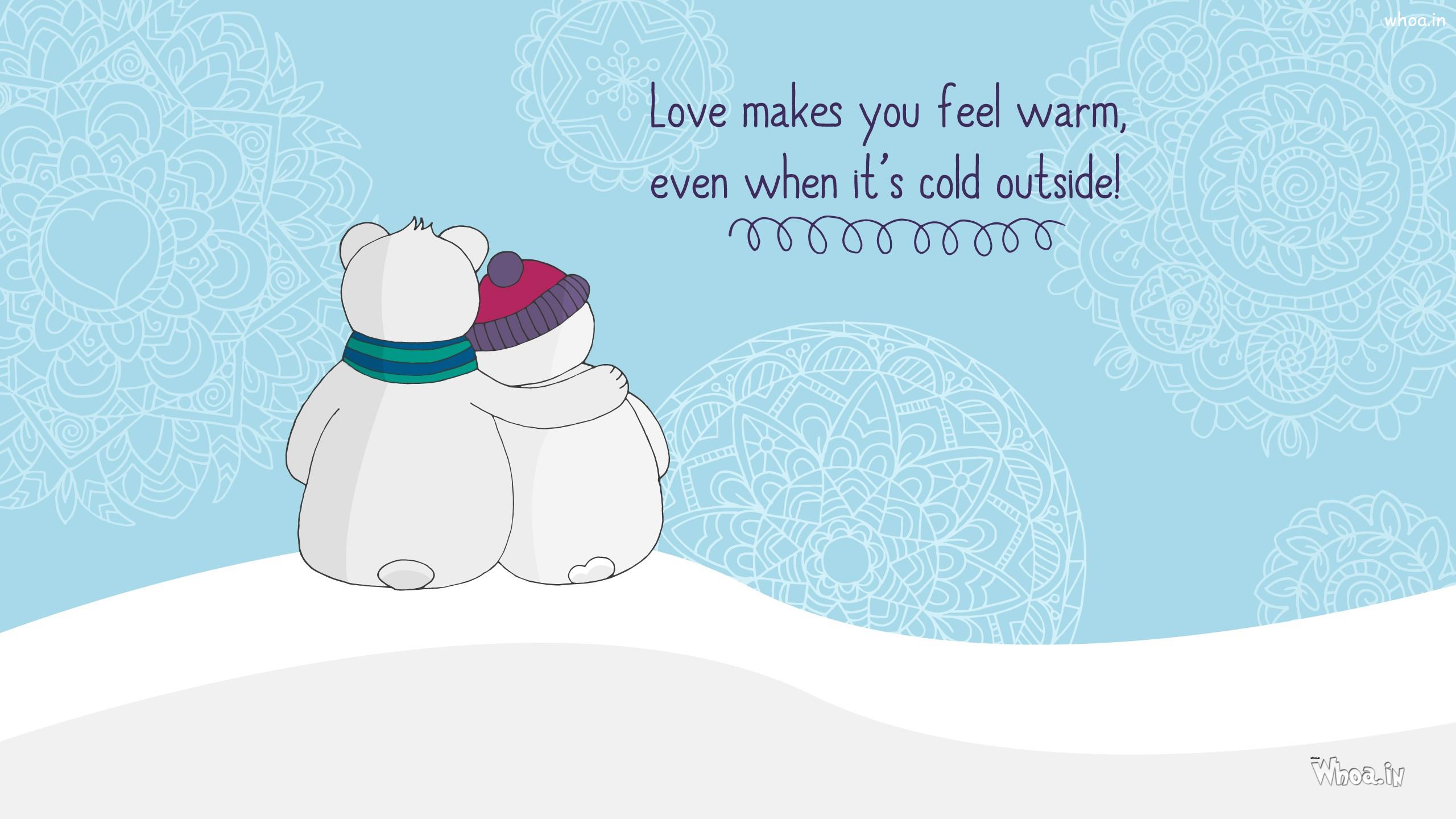 Love With Cute Couple In Cartoon HD Wallpapers With Slogan