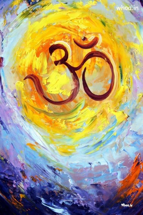 OM Hand Painting With Multi Color Background HD Image