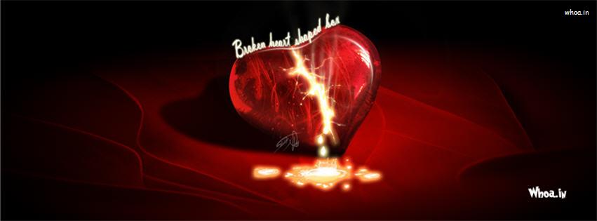 Red Broken Heart With Red Background Facebook Cover