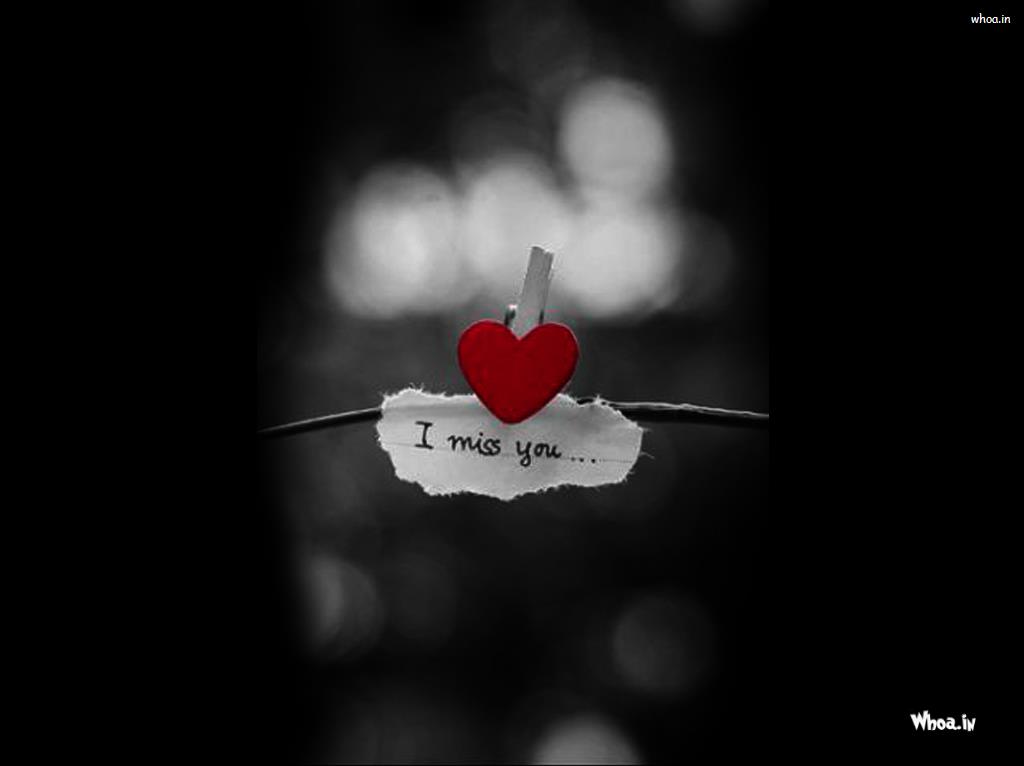 Red Heart With I Miss You HD Dark Background Wallpaper