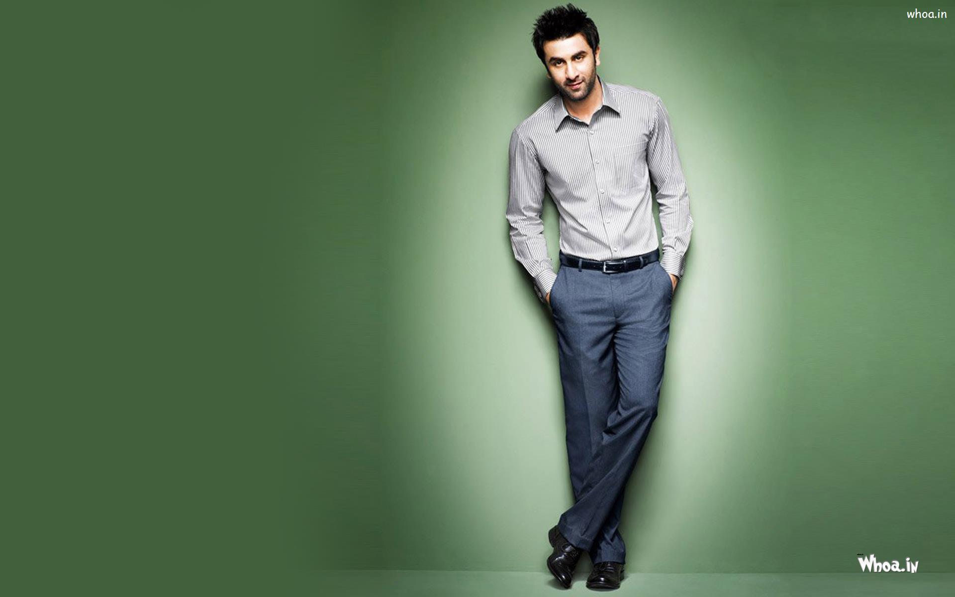 Stylish Ranbir Kapoor With Green Background HD Wallpaper