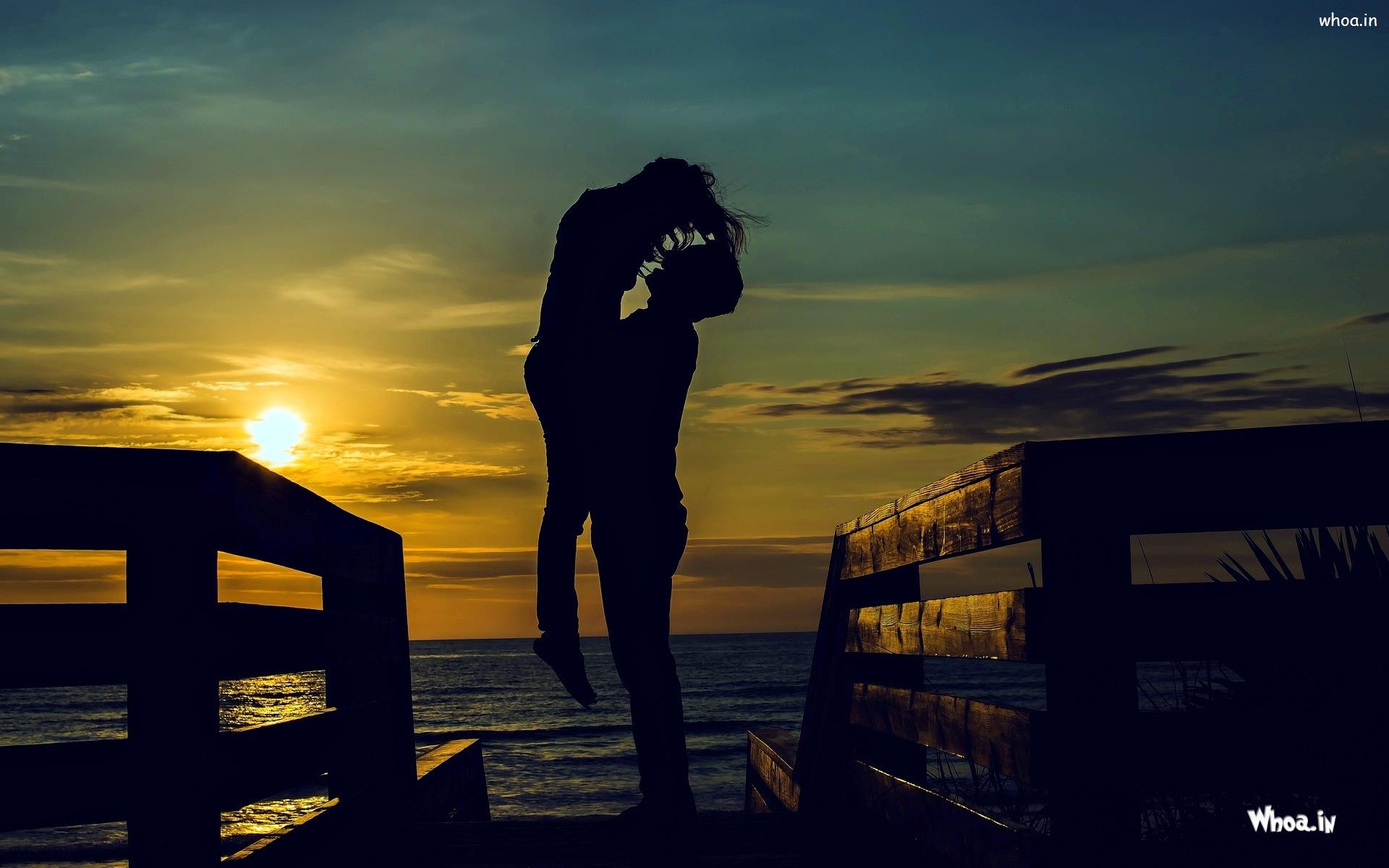 Young Lover Romance With Sunset Background HD Couple Wallpaper